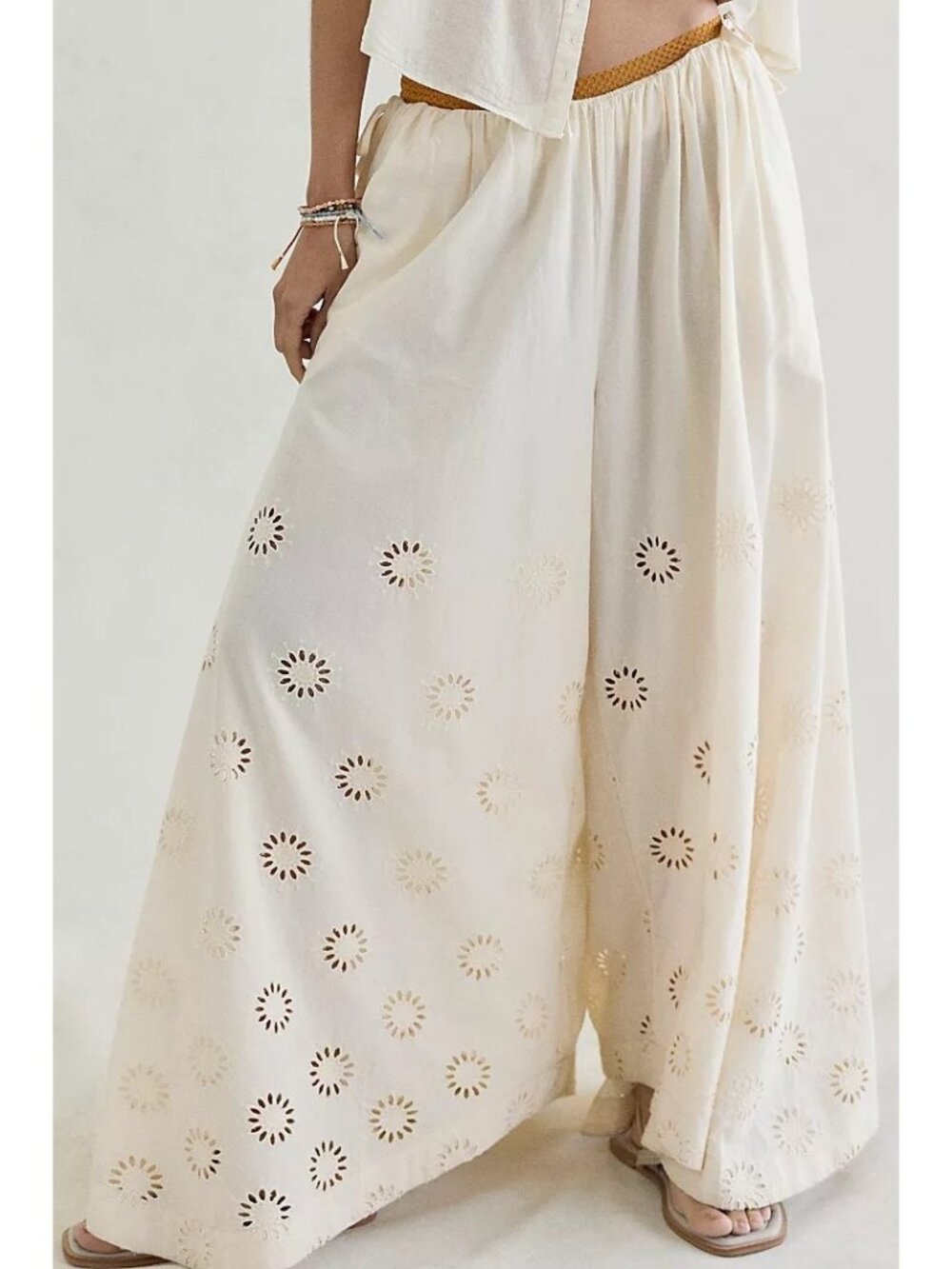 Free People Sweet Serenade Wide Leg Pants Boho Chic Hippie Festival 70s Womens 2